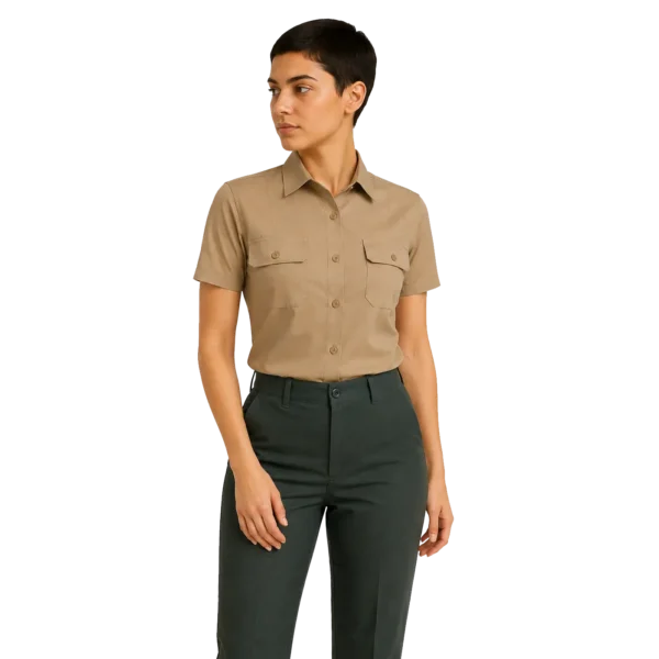 CAMISA BEGE PASSEIO FEM MOD. NOVO M/C