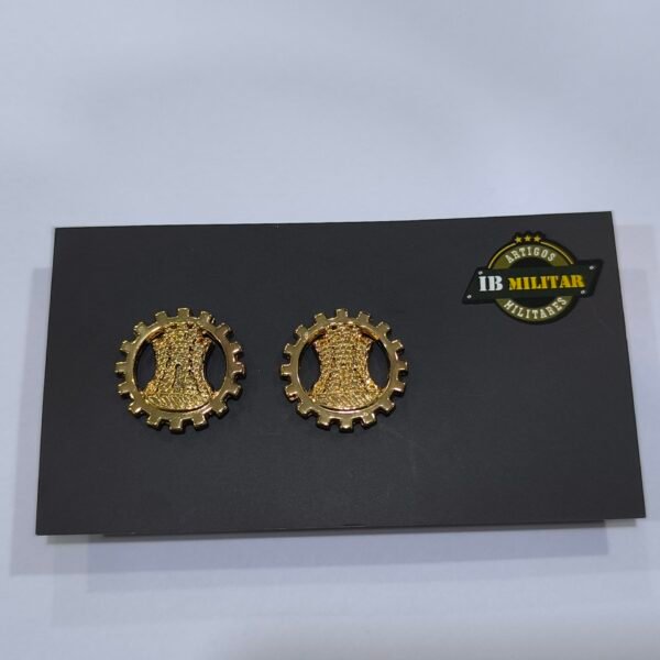 PAR DISTINVO ARMA DE GOLA DOURADA ENGENHEIRO MILITAR